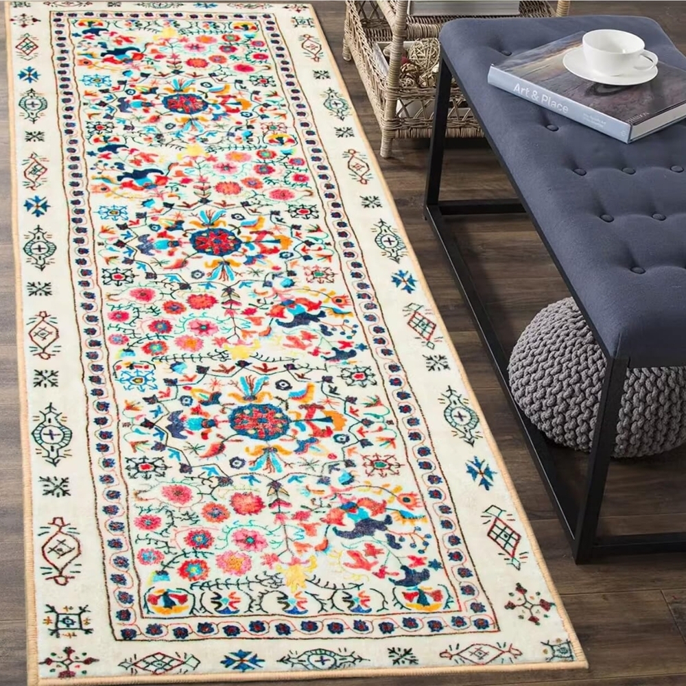 Boho Non Slip Runner Rug with Rubber Backing, Carpet Runners for Hallway 2'3x6'